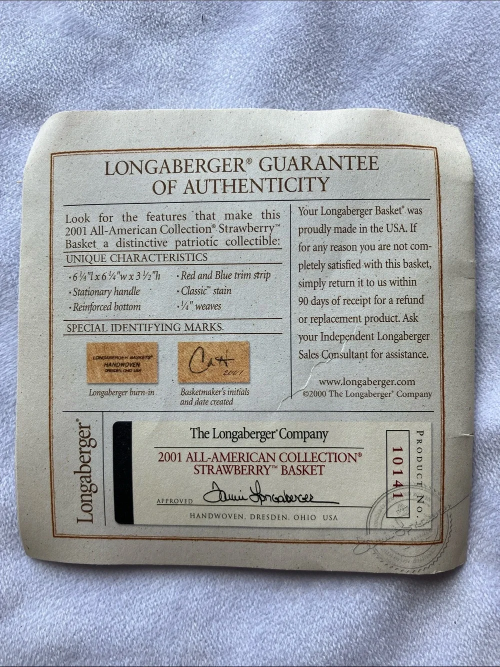 Longaberger Strawberry Basket 2001